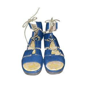 Fly London blue wedges